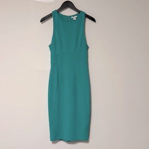 Bar III dress in sea green, bodycon sheath style.